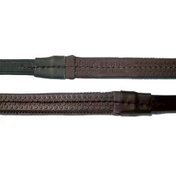 Nunn Finer Buckle End Large Pimple Rubber Reins - Havana/Brass