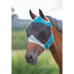 Shires Fine Mesh Fly Mask W/Ear Hole - Teal