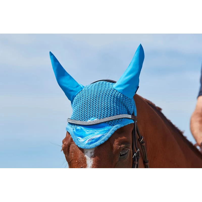 Weatherbeeta Prime Marble Ear Bonnet - Blue Swirl 4 Weatherbeeta Prime Marble Ear Bonnet - Blue Swirl - Image 2