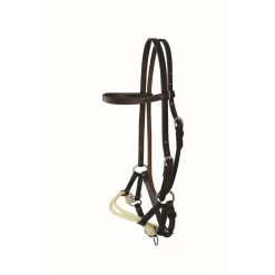 Western Rawhide Jim Taylor Leather Browband Double Rope Side Pull - Dark Brown