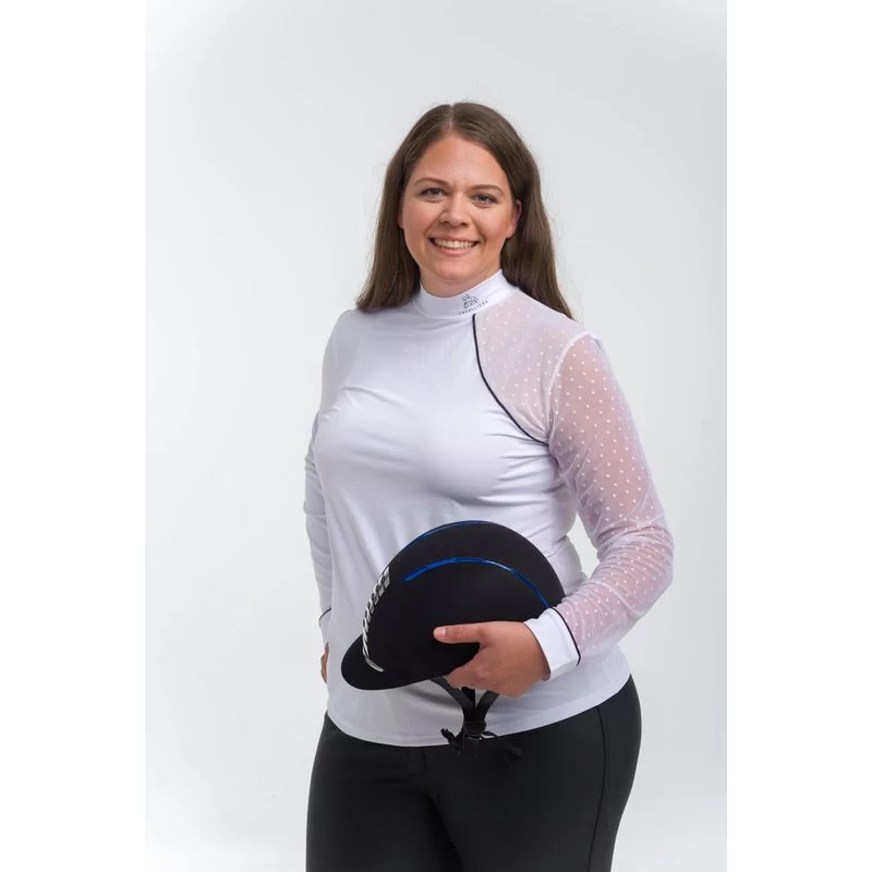 Cavalliera Women's Modern Dame Long Sleeve Show Shirt - White/White/Navy Blue 4 Cavalliera Women's Modern Dame Long Sleeve Show Shirt - White/White/Navy Blue - Image 2