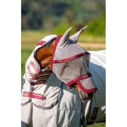 Rambo Fly Mask Plus - Oatmeal/Cherry/Peach/Blue -Equestrian Supplies 485081 800 800