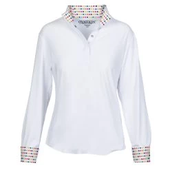 Ovation Kids' Ellie Quarter Snap Show Shirt - White/Confetti Dots