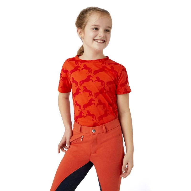 Horze Kids' Micky Organic Cotton Tee Shirt - Mandarine Orange 4 Horze Kids' Micky Organic Cotton Tee Shirt - Mandarine Orange - Image 2