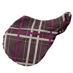 Pessoa Alpine 1200D Saddle Cover - Carob Brown/Fuchsia Plaid
