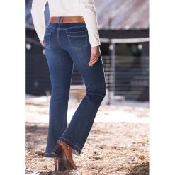 EQL Women's In Motion Bootcut Jean W/Raw Hem - Midnight Wash -Equestrian Supplies 584681 800 800