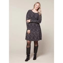 EQL Women's Inspired Scoop Neck Long Sleeve Dress - Black Horseshoe Branches -Equestrian Supplies 585360 800 800