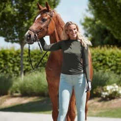 Horze Women's Gabriela UV Pro Cooling Sun Shirt - Climbing Ivy Green -Equestrian Supplies 586563 800 800