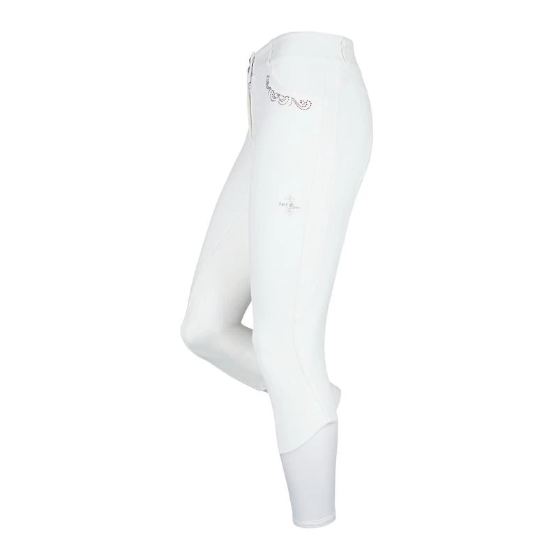 Fair Play Women's Rose Gold Daisy Chic Full Seat Breeches - White 3 Fair Play Women's Rose Gold Daisy Chic Full Seat Breeches - White