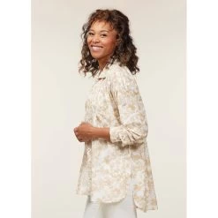 EQL Women's Soft Touch Print Button Up Shirt - Latte Countryside -Equestrian Supplies 650519 800 800