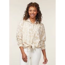 EQL Women's Soft Touch Print Button Up Shirt - Latte Countryside -Equestrian Supplies 650521 800 800