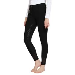 TuffRider Women's Tiffany Ribbed Breech W/Silicone Full Seat - Black -Equestrian Supplies 678936 800 800