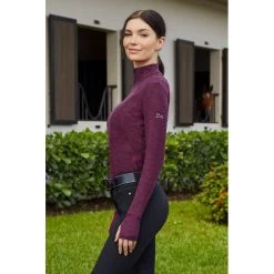 RJ Classics Women's Logan Zip Tech Shirt - Amaranth Heather -Equestrian Supplies 691447 800 800