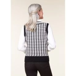 EQL Women's Houndstooth Sweater Vest - Black/Soft White -Equestrian Supplies 694434 800 800