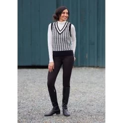 EQL Women's Houndstooth Sweater Vest - Black/Soft White -Equestrian Supplies 694437 800 800