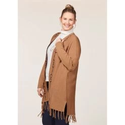 EQL Women's Bits & Fringe Cardigan - Caramel/Java -Equestrian Supplies 694482 800 800