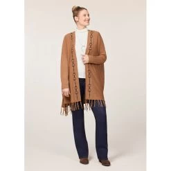 EQL Women's Bits & Fringe Cardigan - Caramel/Java -Equestrian Supplies 694485 800 800