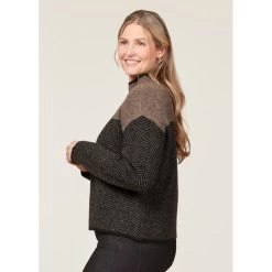 EQL Women's Funnel Neck Herringbone Sweater - Truffle -Equestrian Supplies 694740 800 800