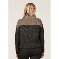 EQL Women's Funnel Neck Herringbone Sweater - Truffle -Equestrian Supplies 694741 800 800