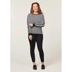 EQL Women's Snaffle Stripe Sweater - Black/White Herringbone -Equestrian Supplies 711474 800 800