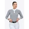 Cavalliera Women's Universe Long Sleeve Show Shirt - White/Black Microstripe