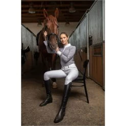 Cavalliera Women's Universe Long Sleeve Show Shirt - White/Black Microstripe -Equestrian Supplies 712680 800 800